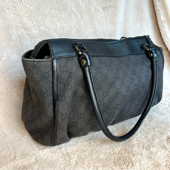 Gucci Abbey Black Denim Canvas Satchel Shoulder Bag - Picture 4 of 17